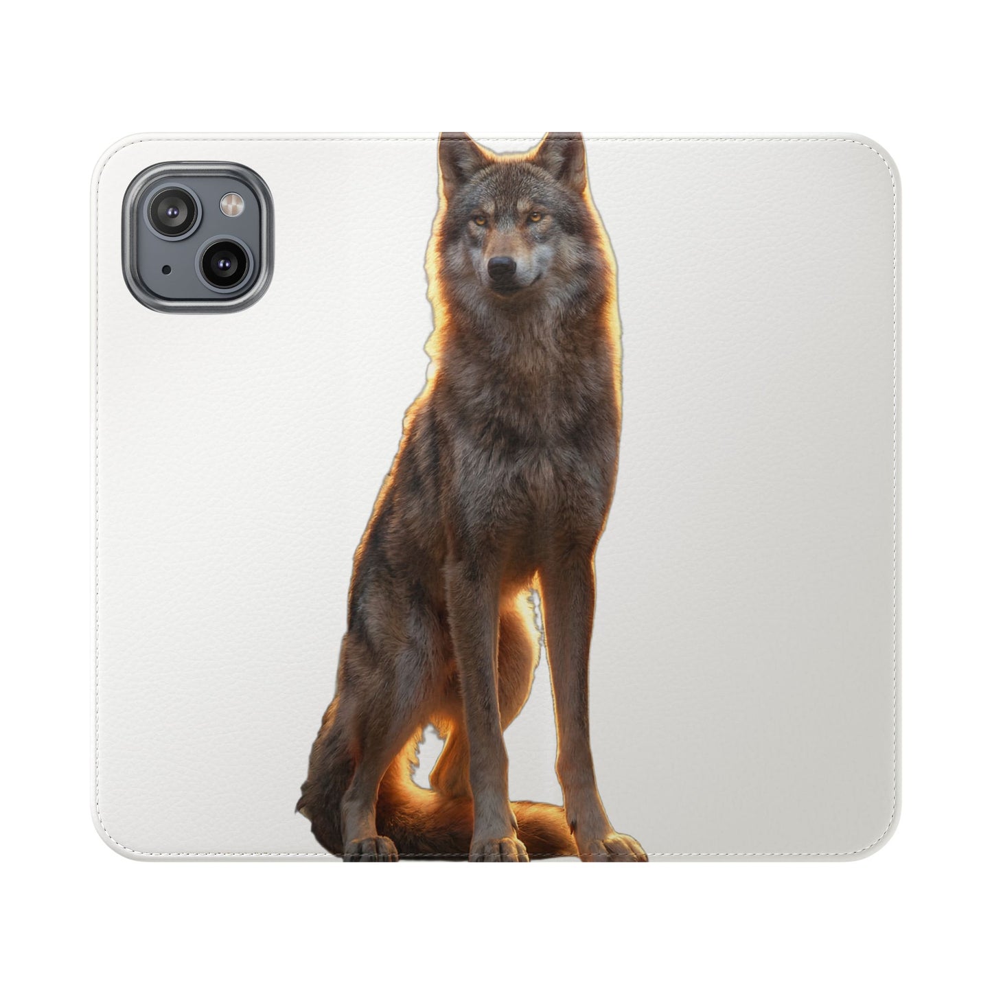 Sunlit Wolf Flip Cases – Golden Hour Sentinel Portrait