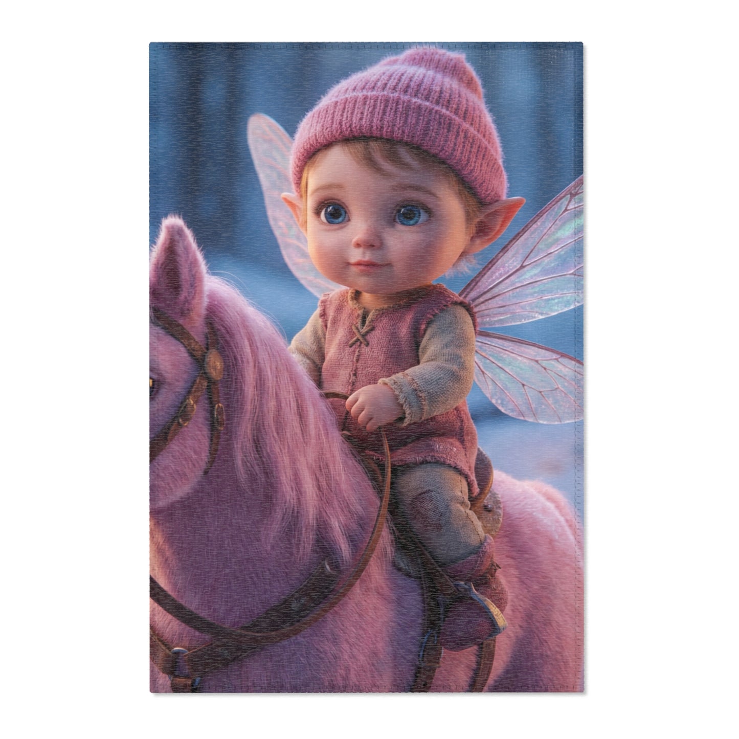 Fairy Riding Unicorn Area Rug – Snowglobe Winter Fantasy