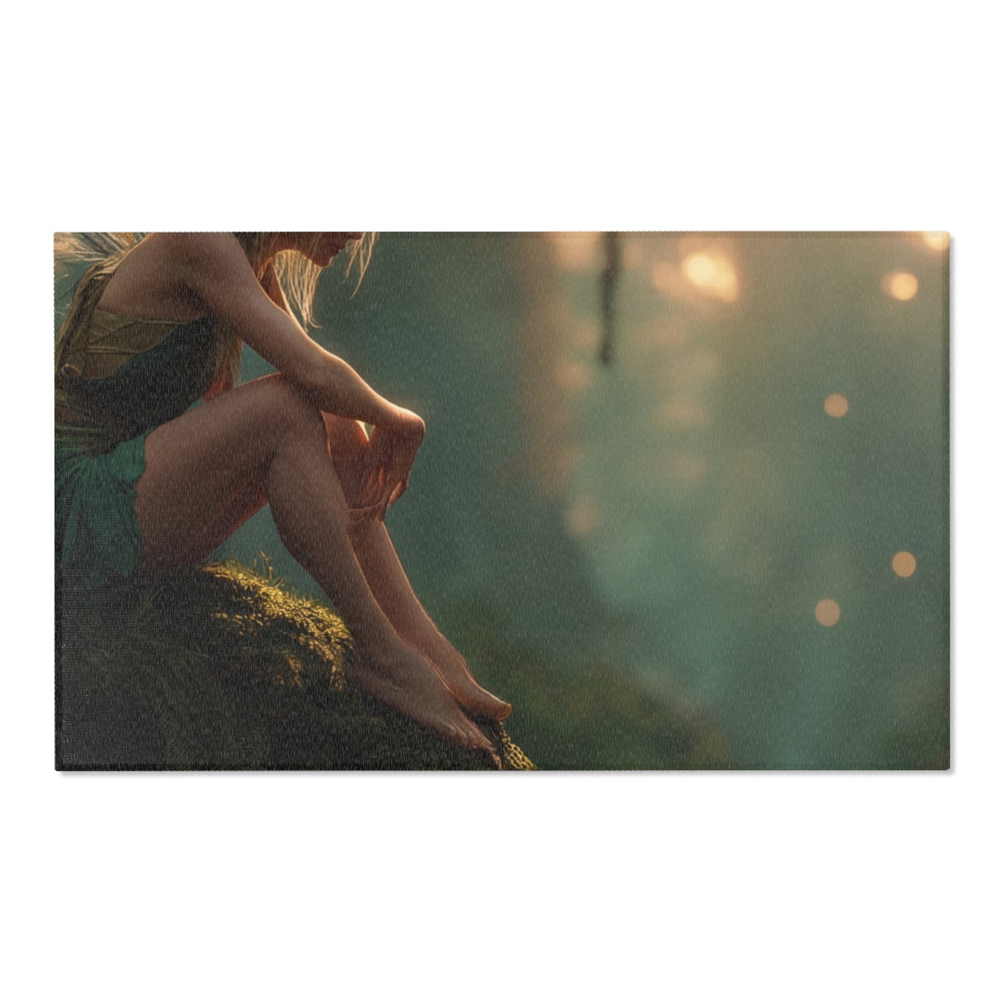 Forest Fairy by the Stream Area Rug – Golden Hour Whispers