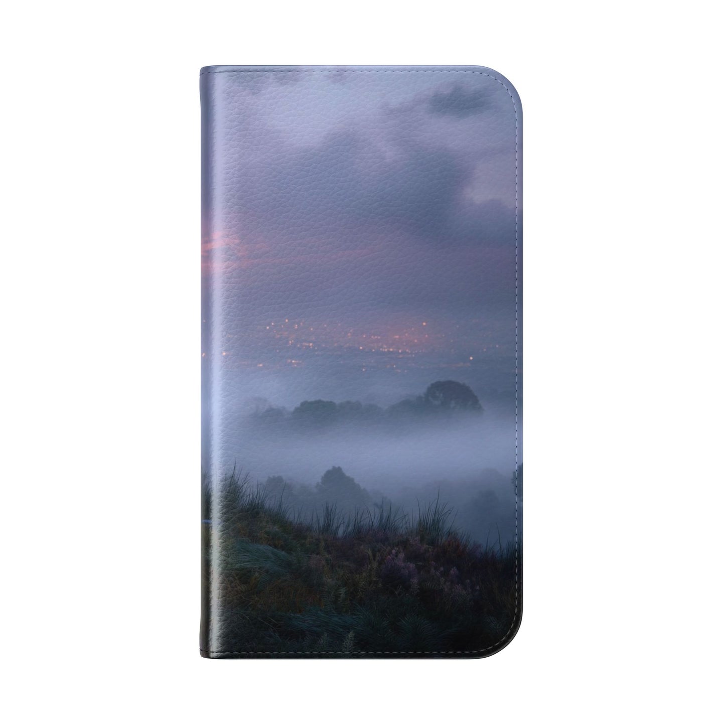 Misty Hilltop Flip Cases – Red-Haired Wanderer at Twilight