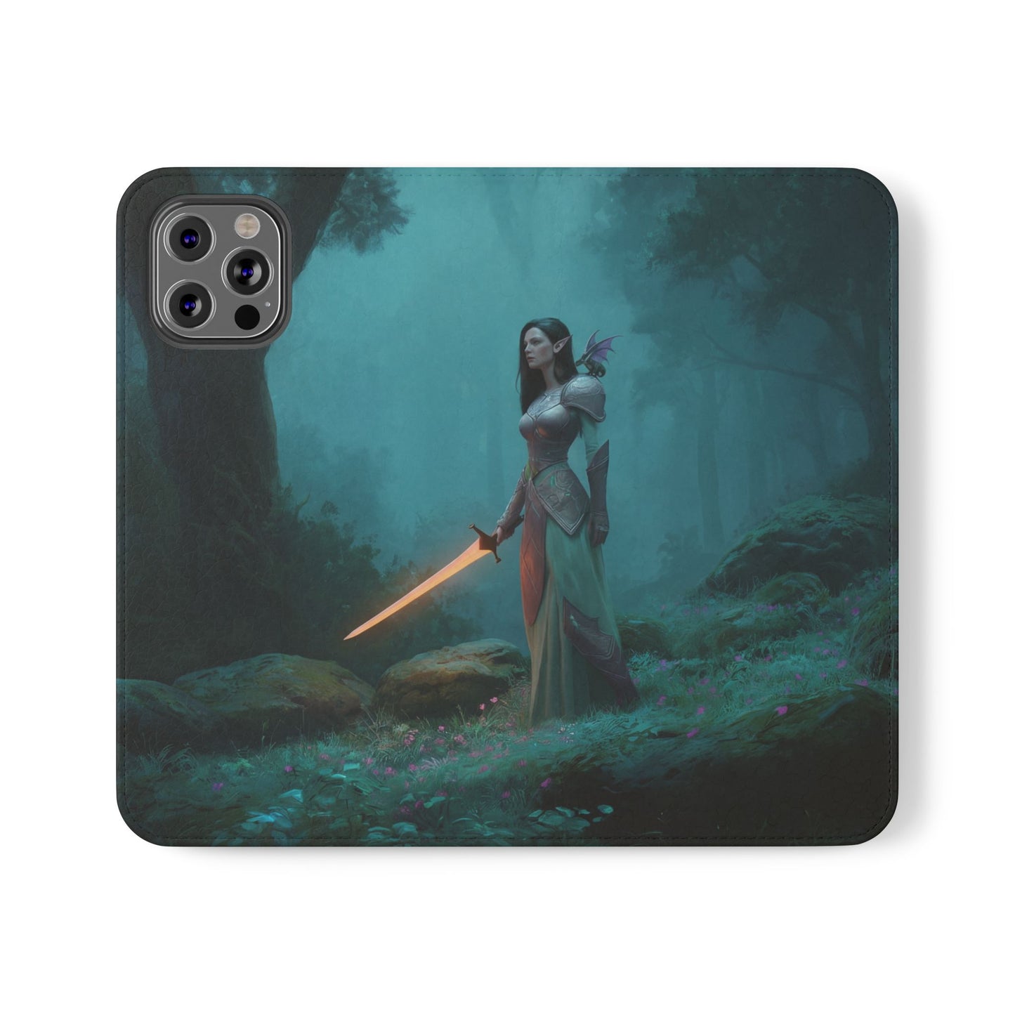 Forest Guardian Flip Cases – Elven Sentinel with Glowing Blade