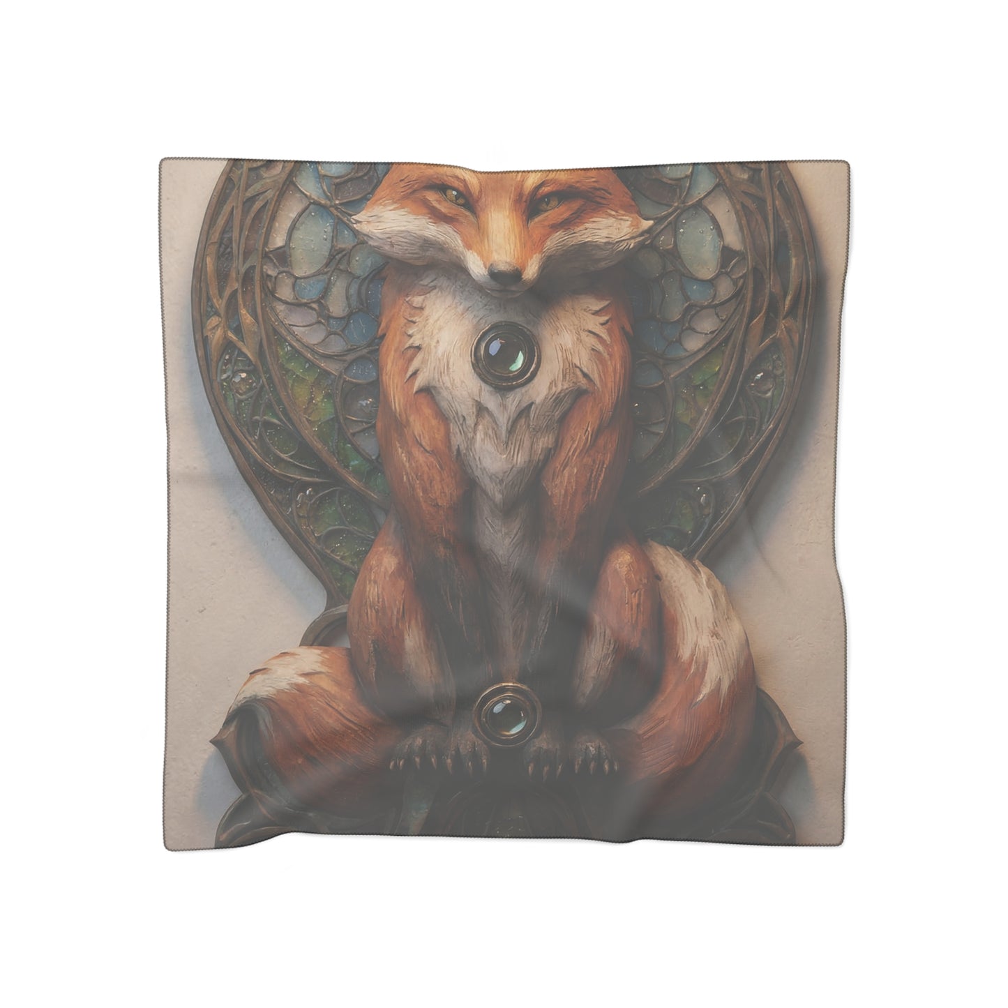 Fox Sentinel Poly Scarf – Art Nouveau Twilight Guardian