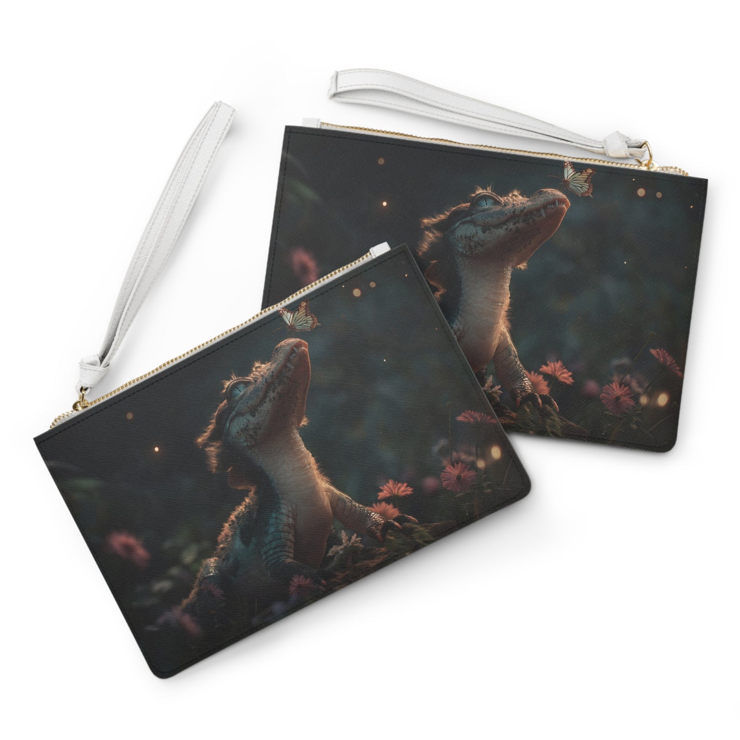 Gentle Crocodile & Butterfly Clutch Bag – Twilight Meadow Whispers