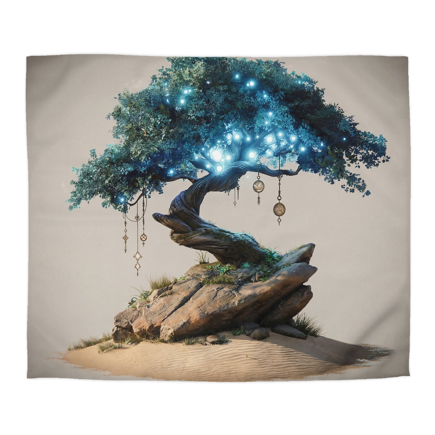 Luminescent Dream Tree Microfiber Duvet Cover – Night-Blooming Wisdom