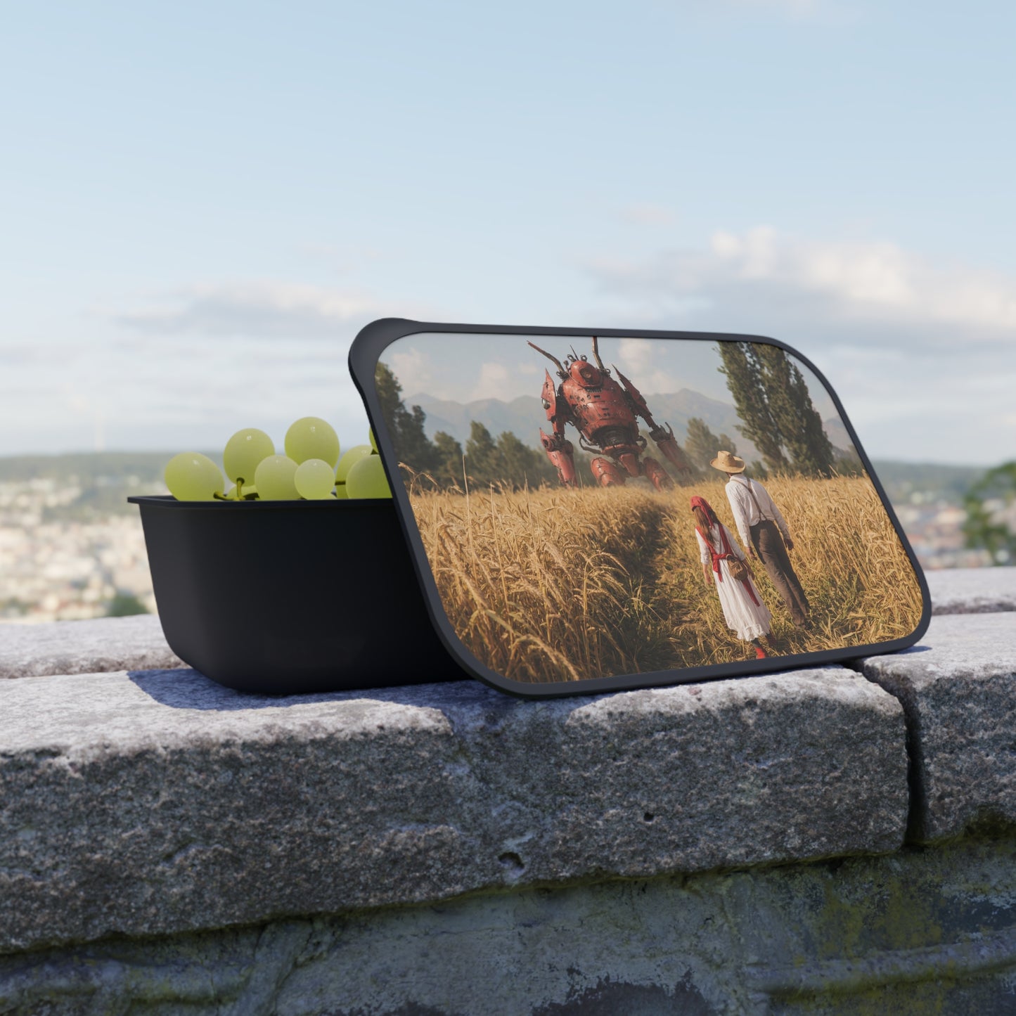 Rustic Guardian PLA Bento Box with Band and Utensils – Wheat Field Encounter