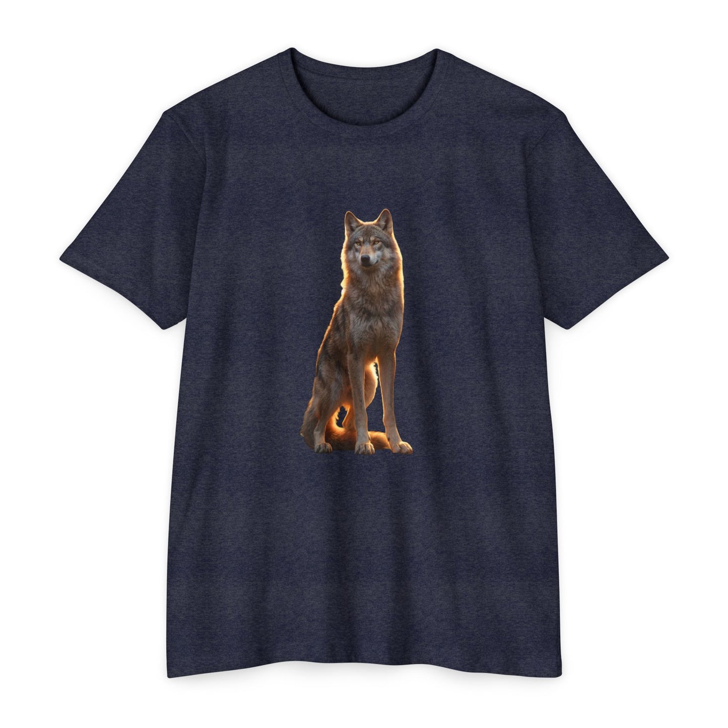 Gaze of the Lone Wolf Unisex CVC Jersey T-shirt – Amber Light Sentinel Portrait