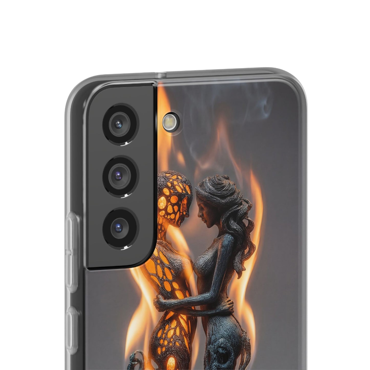 Flame-Embraced Lovers Flexi Cases – Intimate Glow Within the Fire