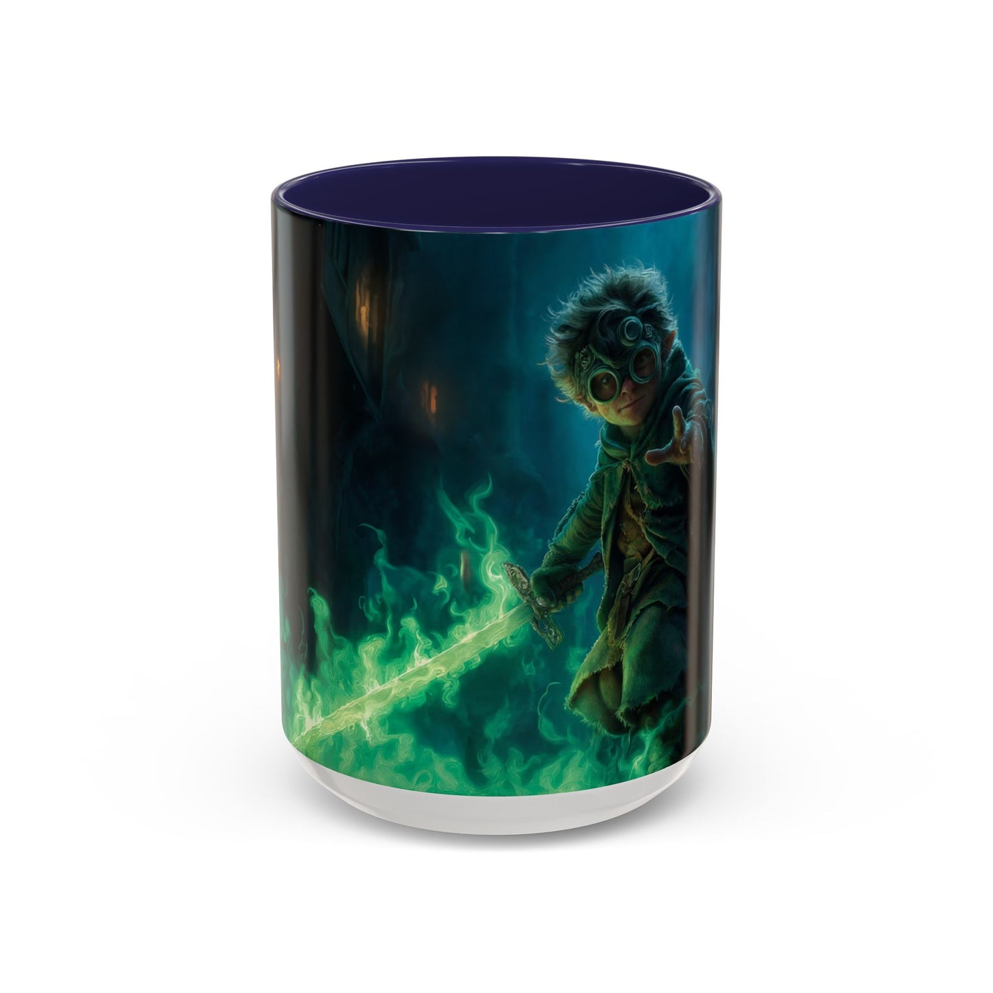 Glimmerblade Gnome Mug – Emerald Spirit Knight Coffee Cup