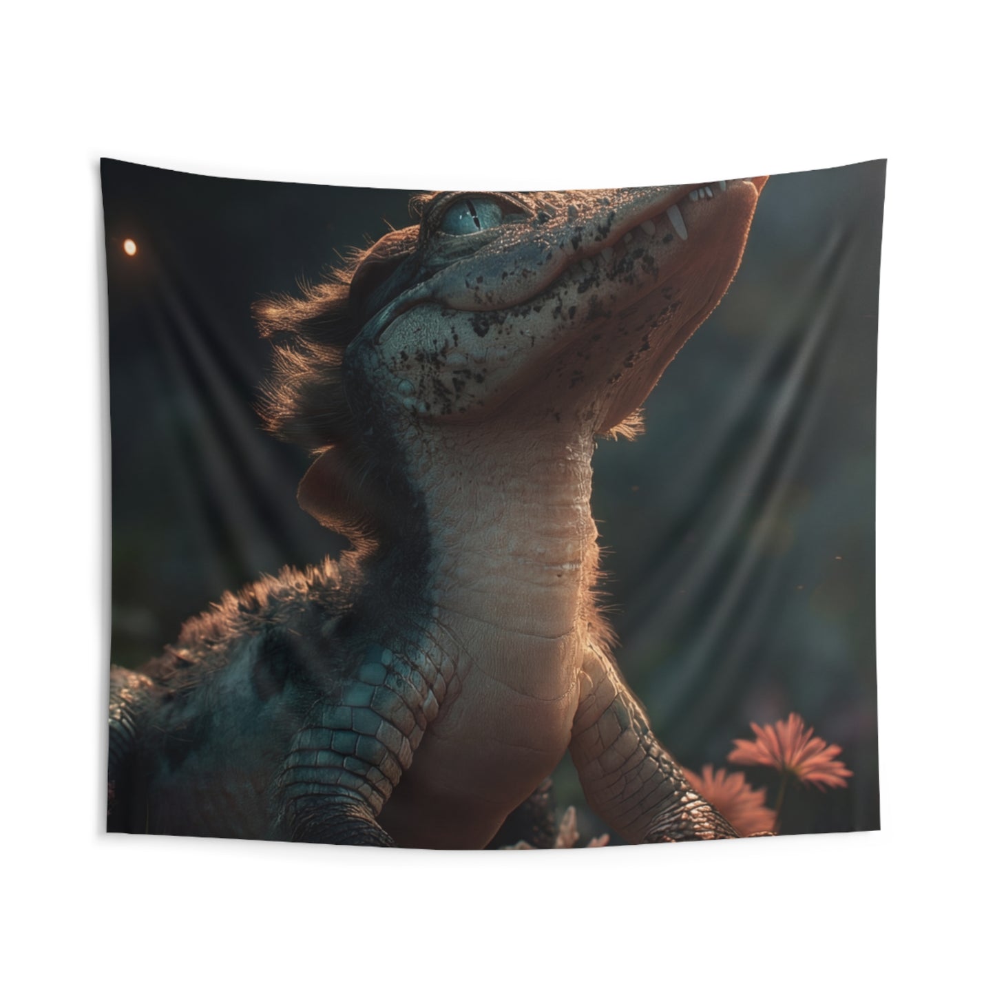 Gentle Gator and Butterfly Indoor Wall Tapestries – Twilight Meadow Encounter