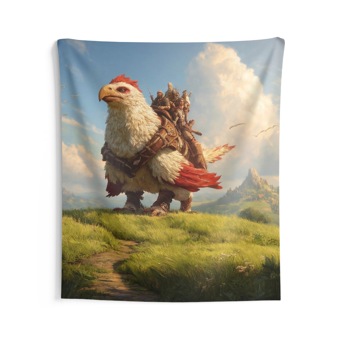 Skyborne Eagle Riders Indoor Wall Tapestries – Crested Majesty Over Sunlit Peaks
