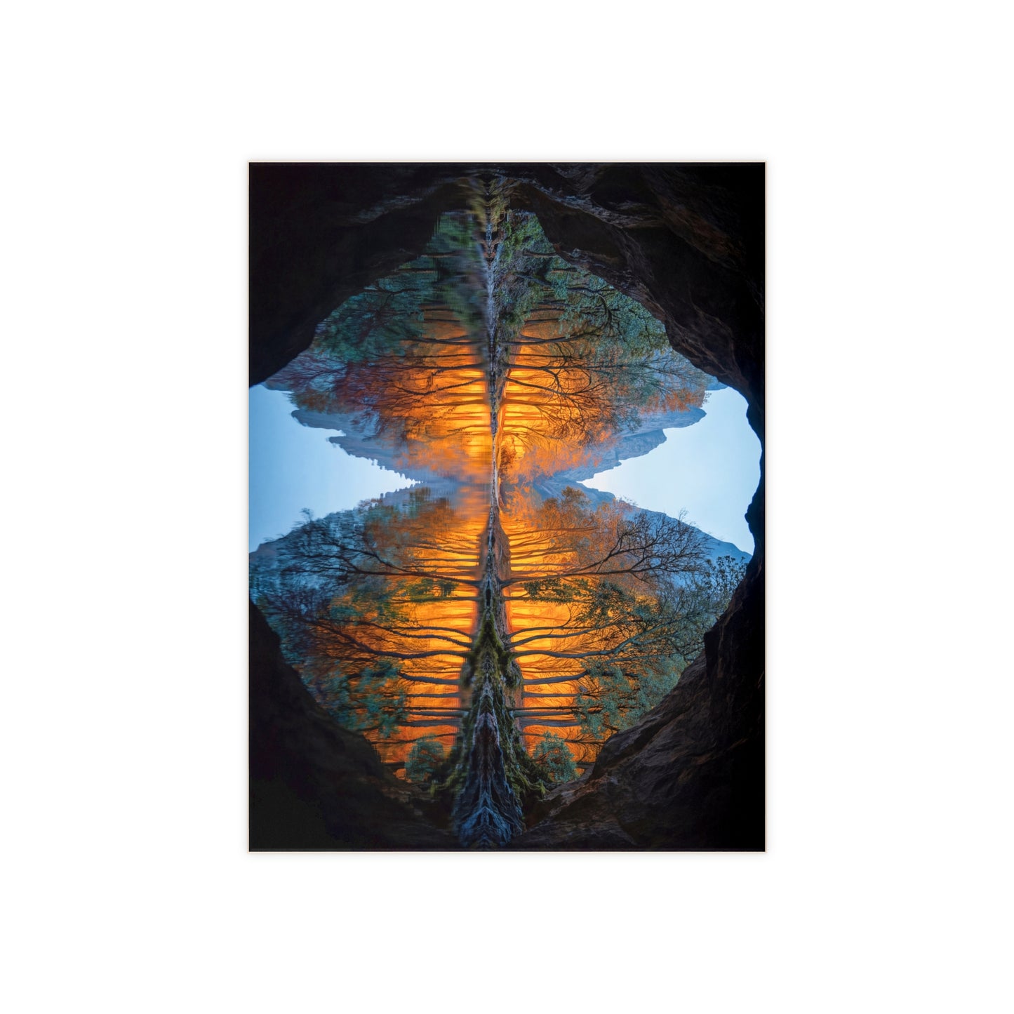 Cave Portal to Autumn Light Ceramic Photo Tile – Mirror Lake Revelation