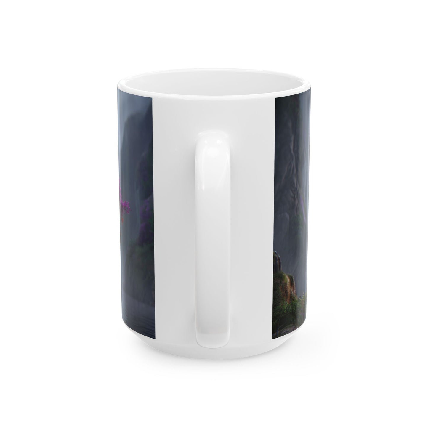 Chromatic Dream Tree Ceramic Mug – Moonlit Rainbow Canopy