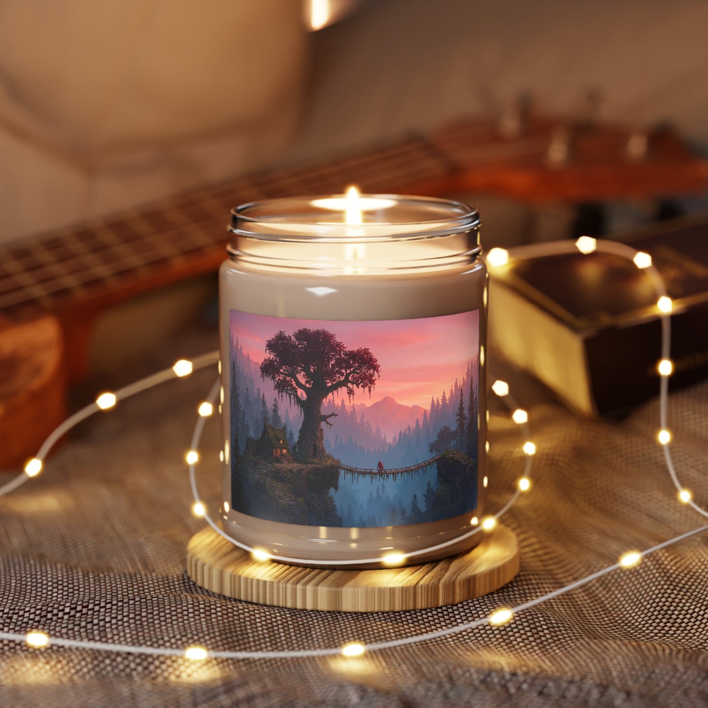 Crimson Canopy Scented Soy Candles with White Lid, 9oz – Twilight’s Whispering Bridge