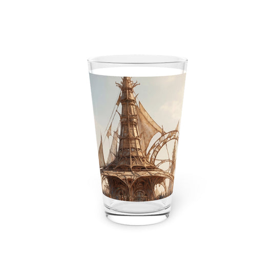 Desert Sky Temple Pint Glass, 16oz – Sunlit Aerie of Whimsical Architecture