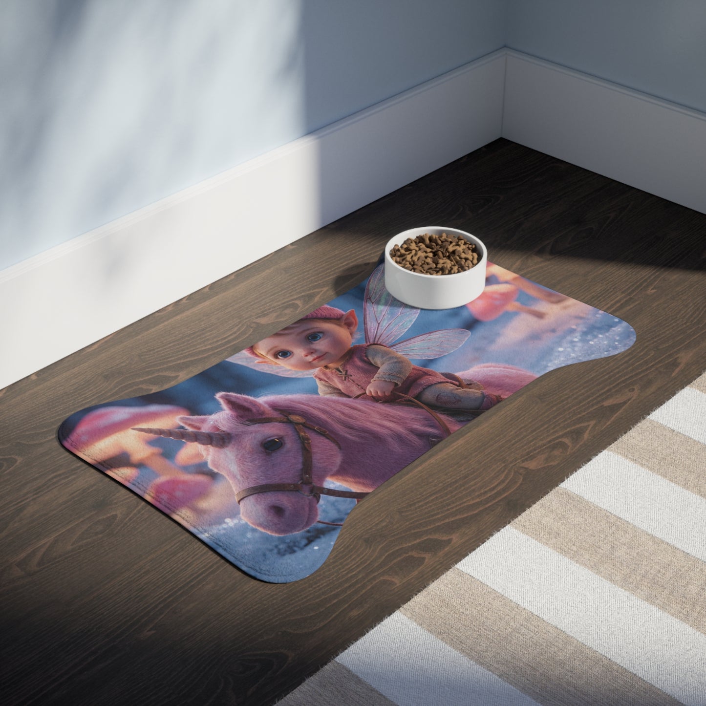 Pink Unicorn & Fairy Child Feeding Mats – Winter Woodland Companion Scene