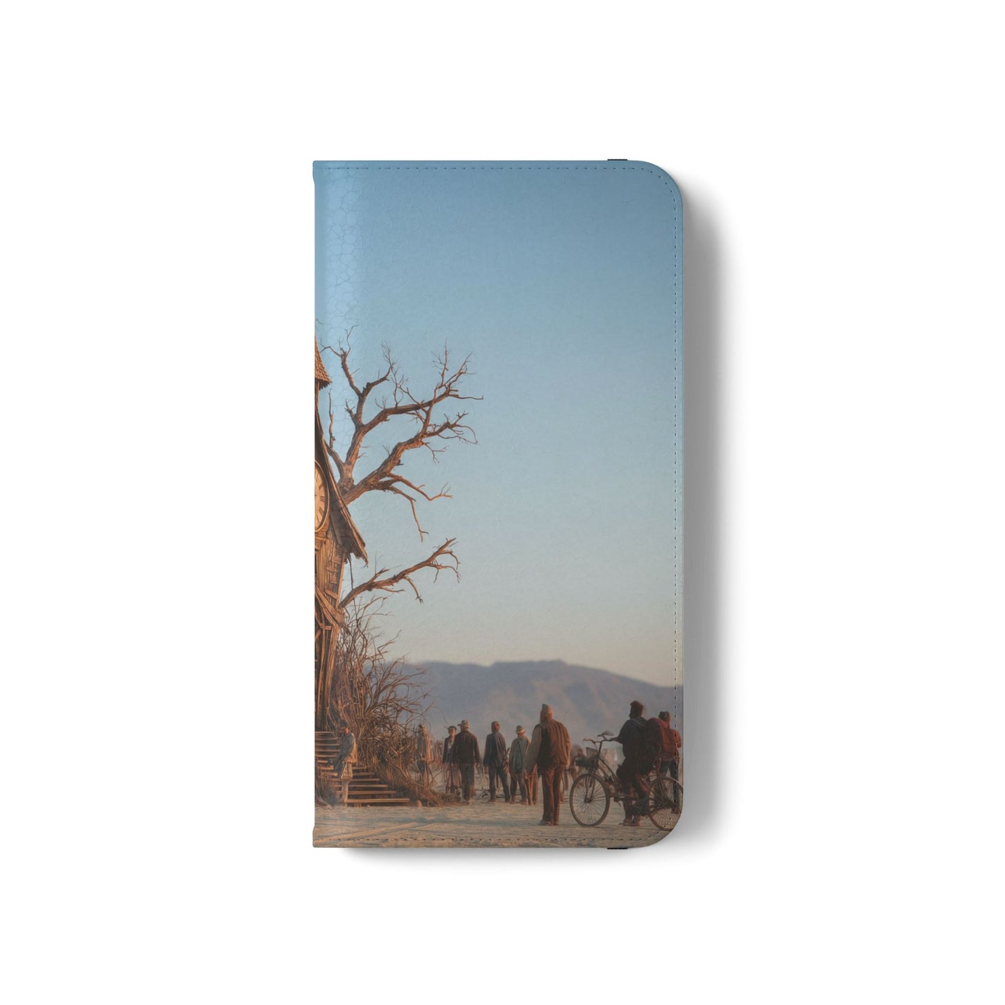 Clocktower Wanderers Flip Cases – Dusty Desert Sentinel Scene