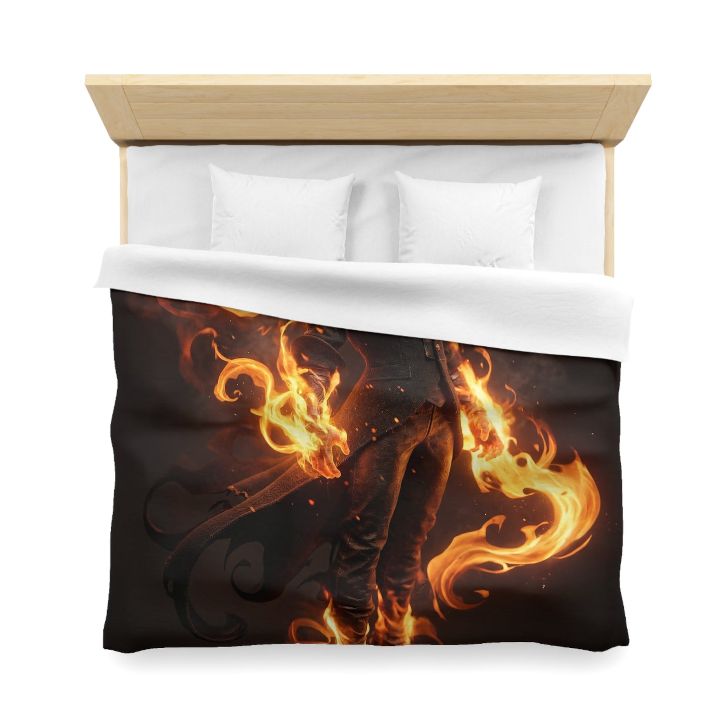 Fiery Sentinel Microfiber Duvet Cover – Embers of the Crimson Knight