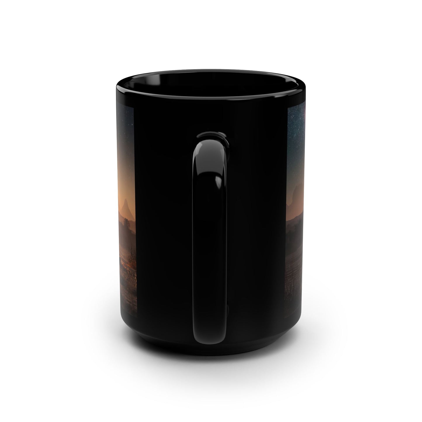 Starlit Pyramids & Cats Mug – Milky Way Nile Sunset Scene