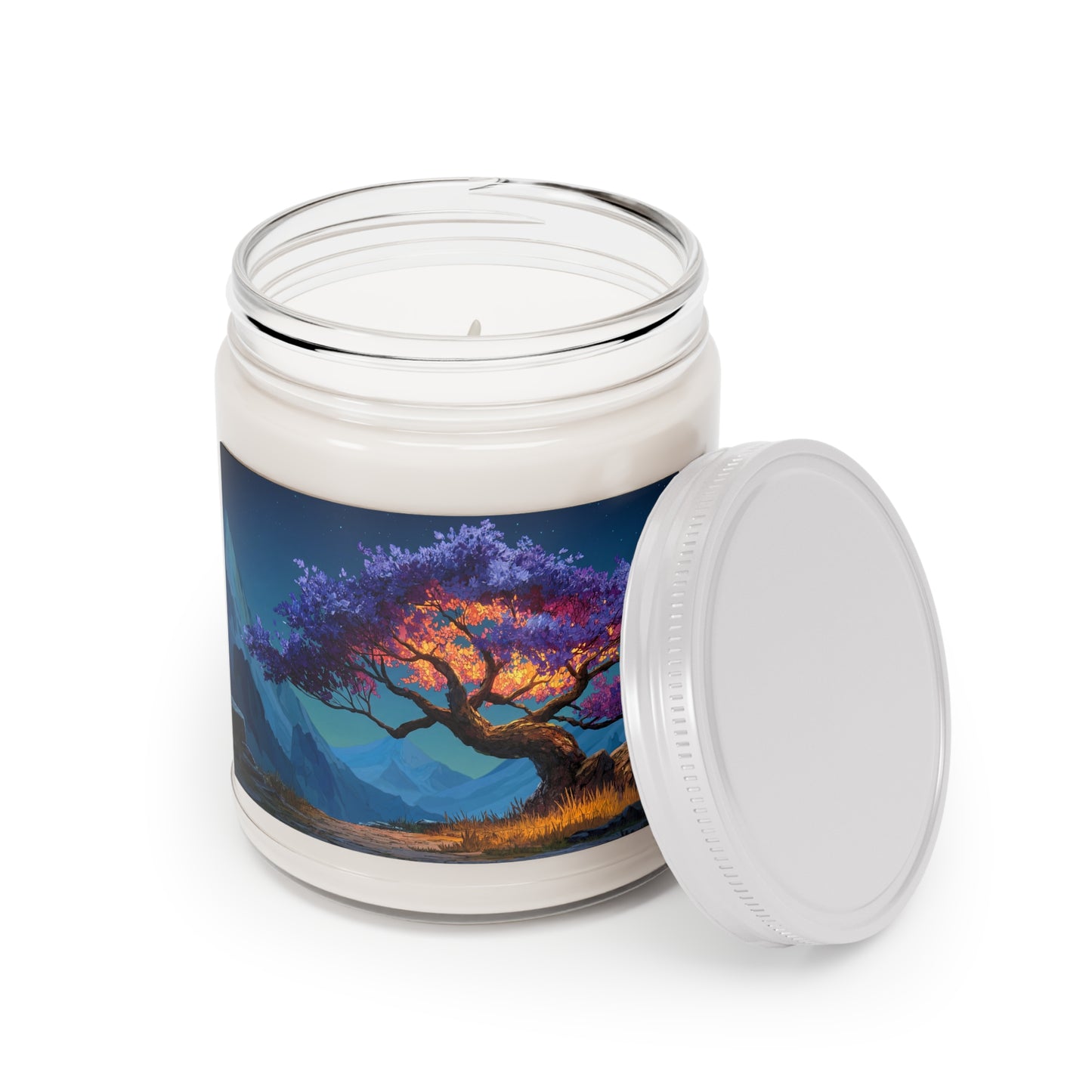 Celestial Tree Scented Soy Candles with White Lid, 9oz – Twilight Bloom Sanctuary
