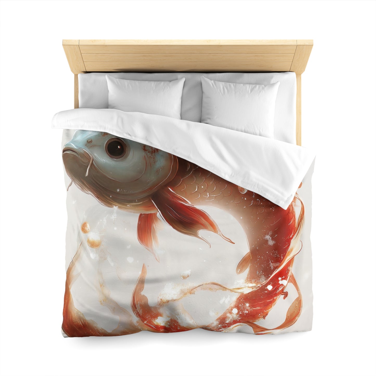 Child on Glowing Koi Microfiber Duvet Cover – Whimsical Dream Journey