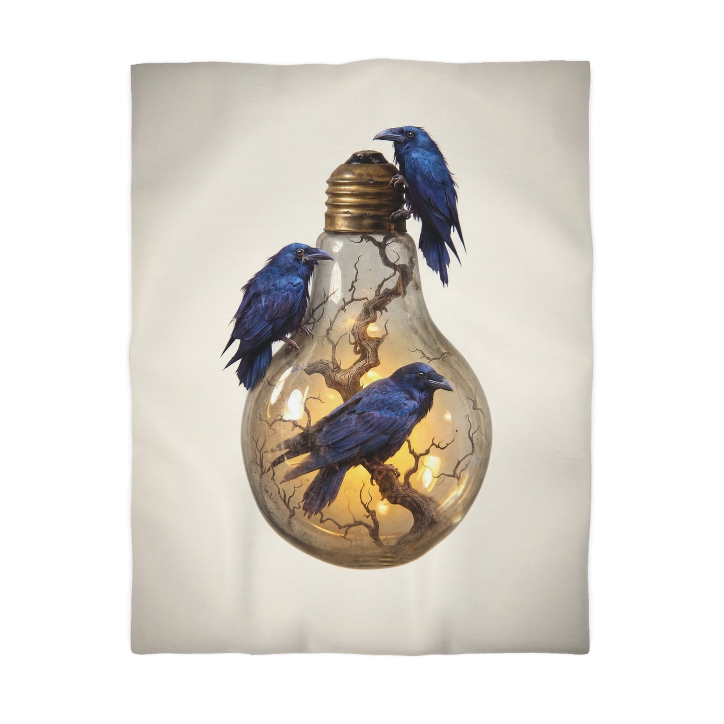 Ravens in the Glow Microfiber Duvet Cover – Midnight Thoughtscape Sanctuary