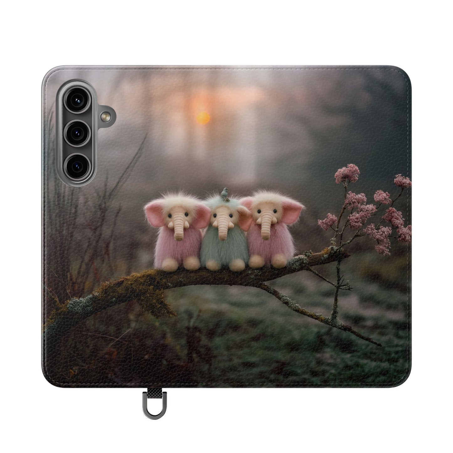 Mossy Branch Elephants Flip Cases – Pastel Fluff Guardians
