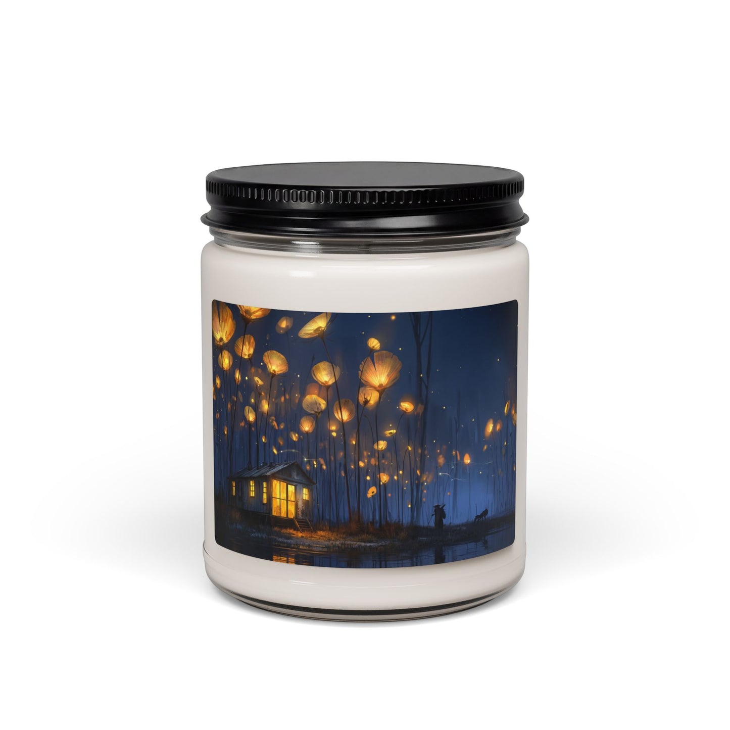 Luminous Wildflower Cottage Candle – Warm Glow in the Twilight Marsh