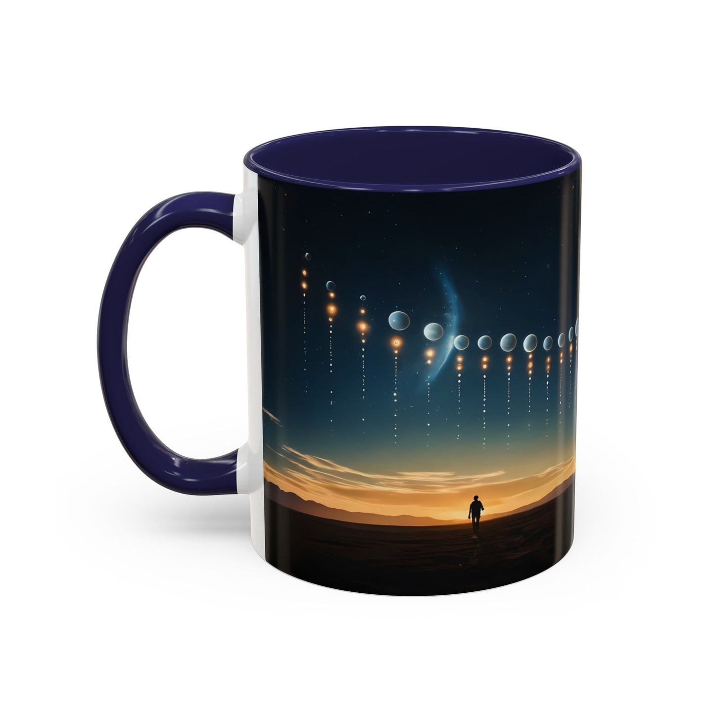 Celestial Pathway Accent Coffee Mug (11, 15oz) – Lone Walker Among Falling Moons