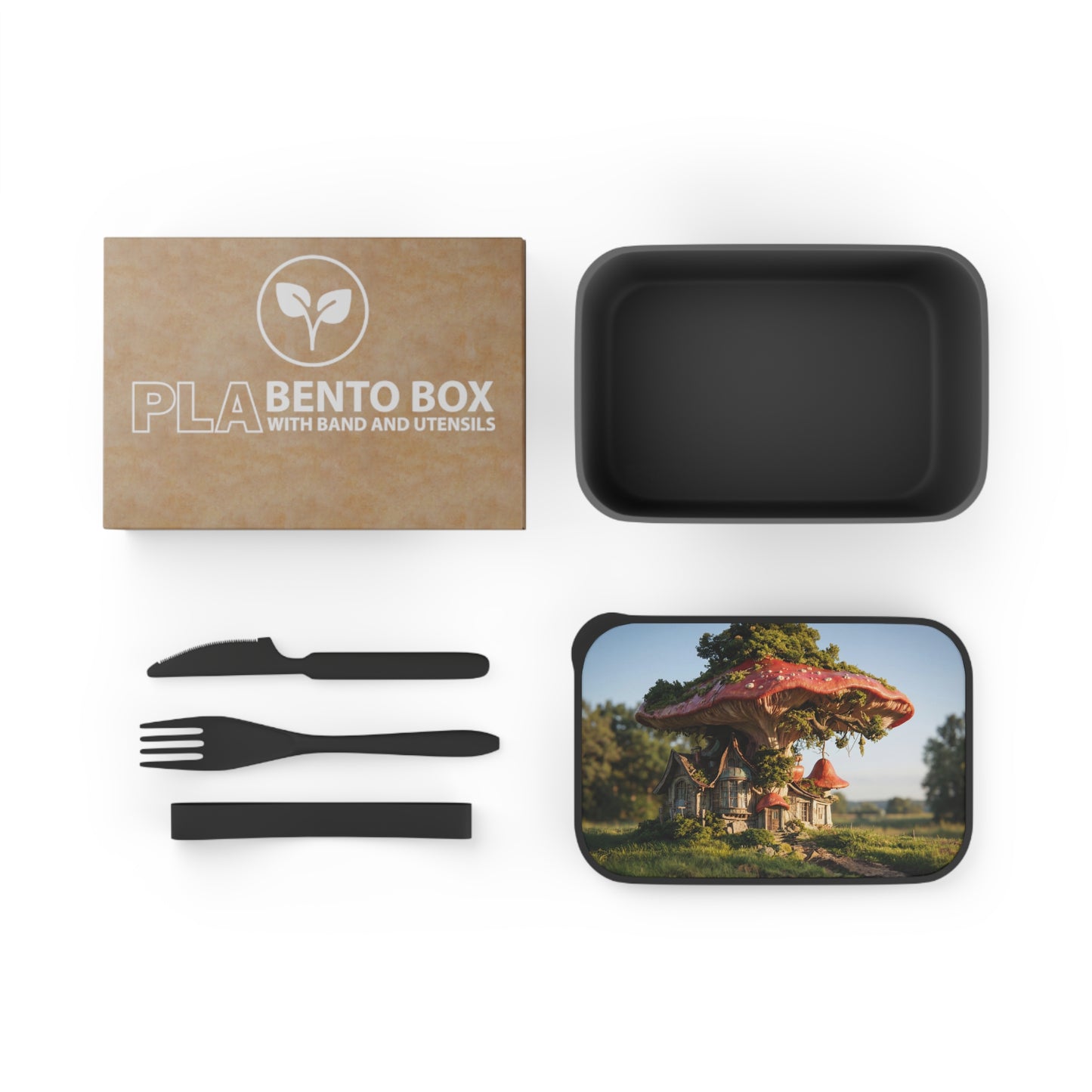 Mushroom Cottage Bento Box – Whimsical Forest Dwelling with Tiny Doorway