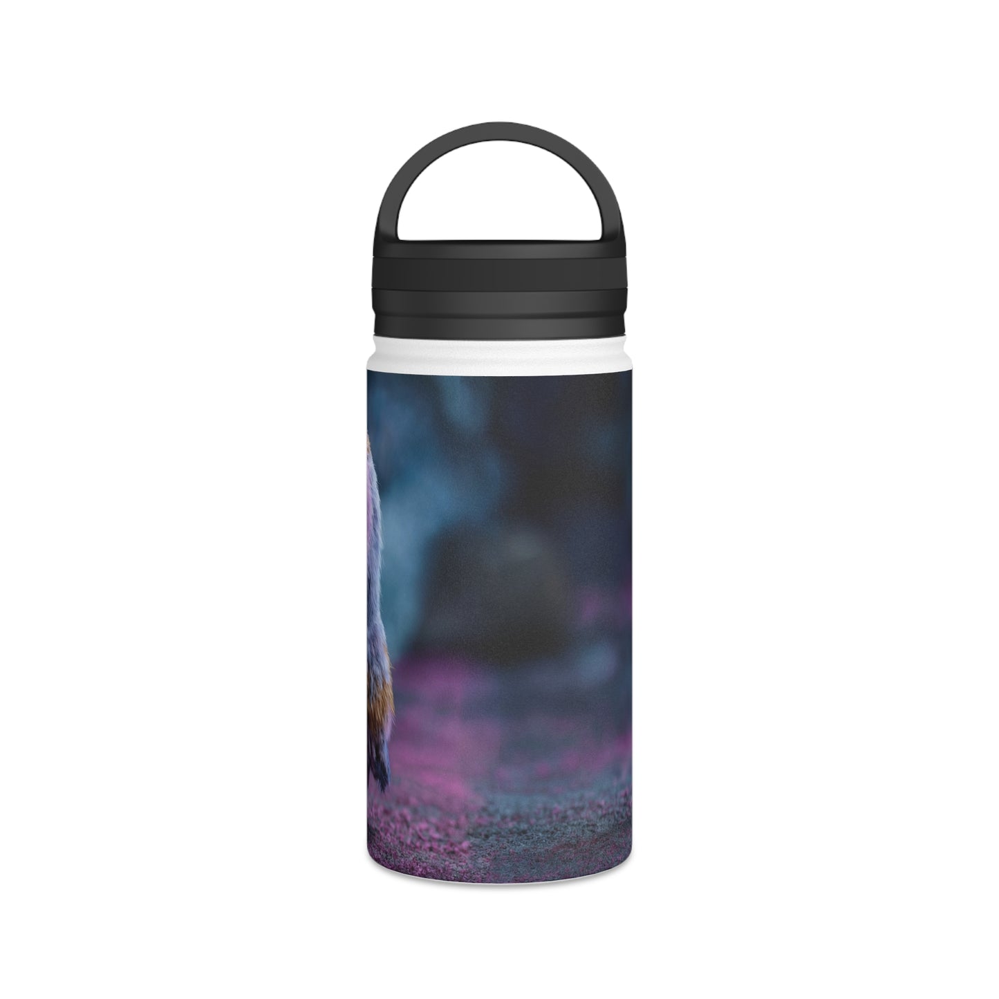 Velvet Owl With Heart Stainless Steel Water Bottle, Handle Lid – Midnight Whimsy Companion