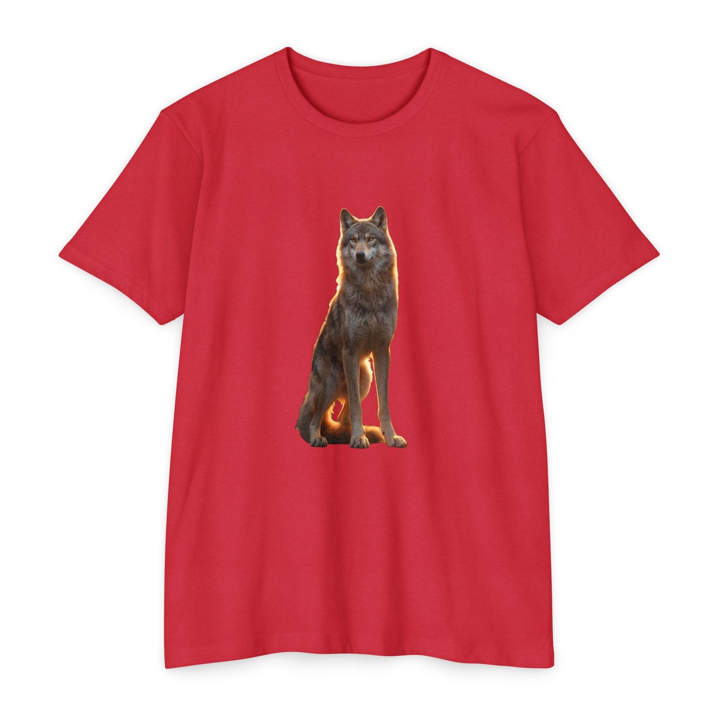 Gaze of the Lone Wolf Unisex CVC Jersey T-shirt – Amber Light Sentinel Portrait