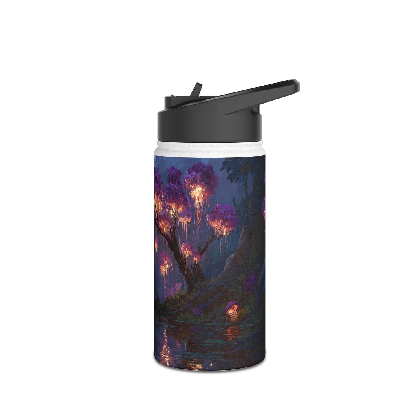 Bioluminescent Grove Stainless Steel Water Bottle – Twilight’s Whispering River