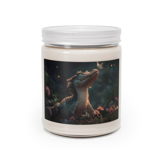 Gentle Crocodile & Butterfly Scented Soy Candles with White Lid, 9oz – Twilight Garden Whispers