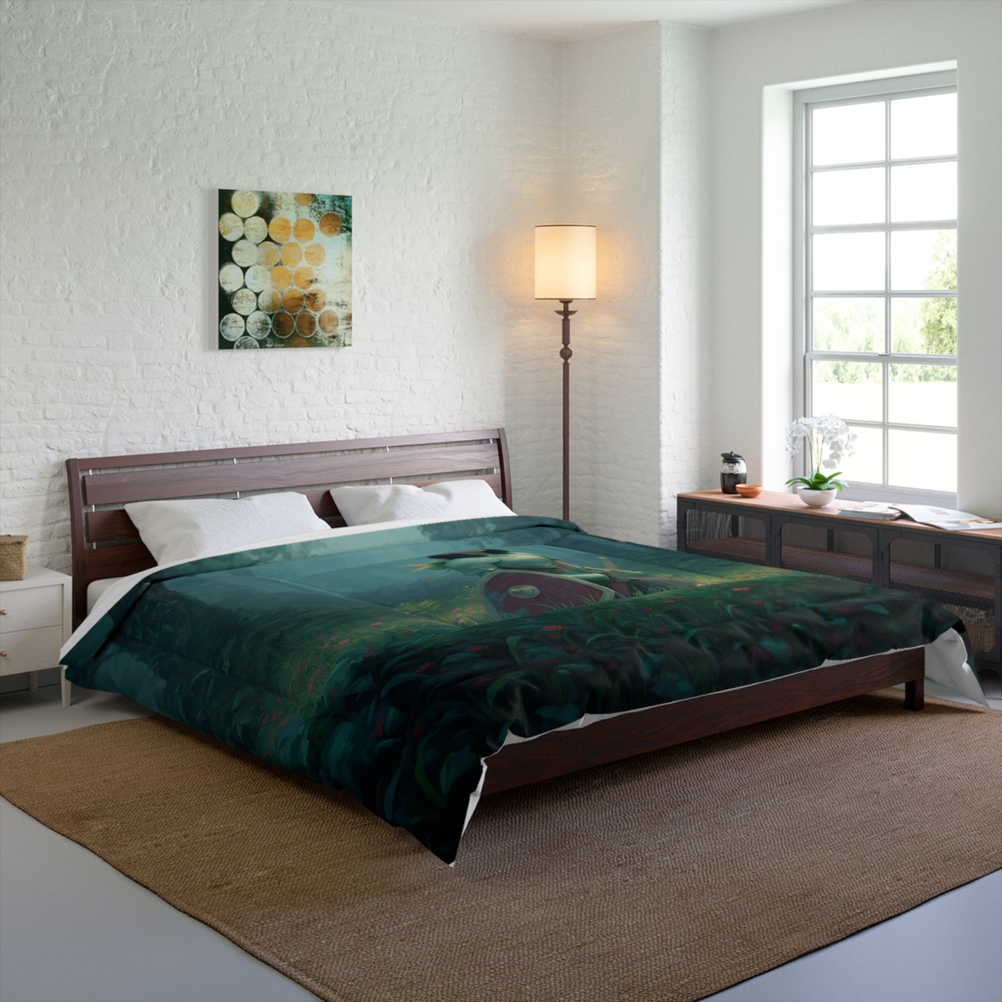 Forest Sentinel Comforter – Elven Guardian Mist Garden Quilt