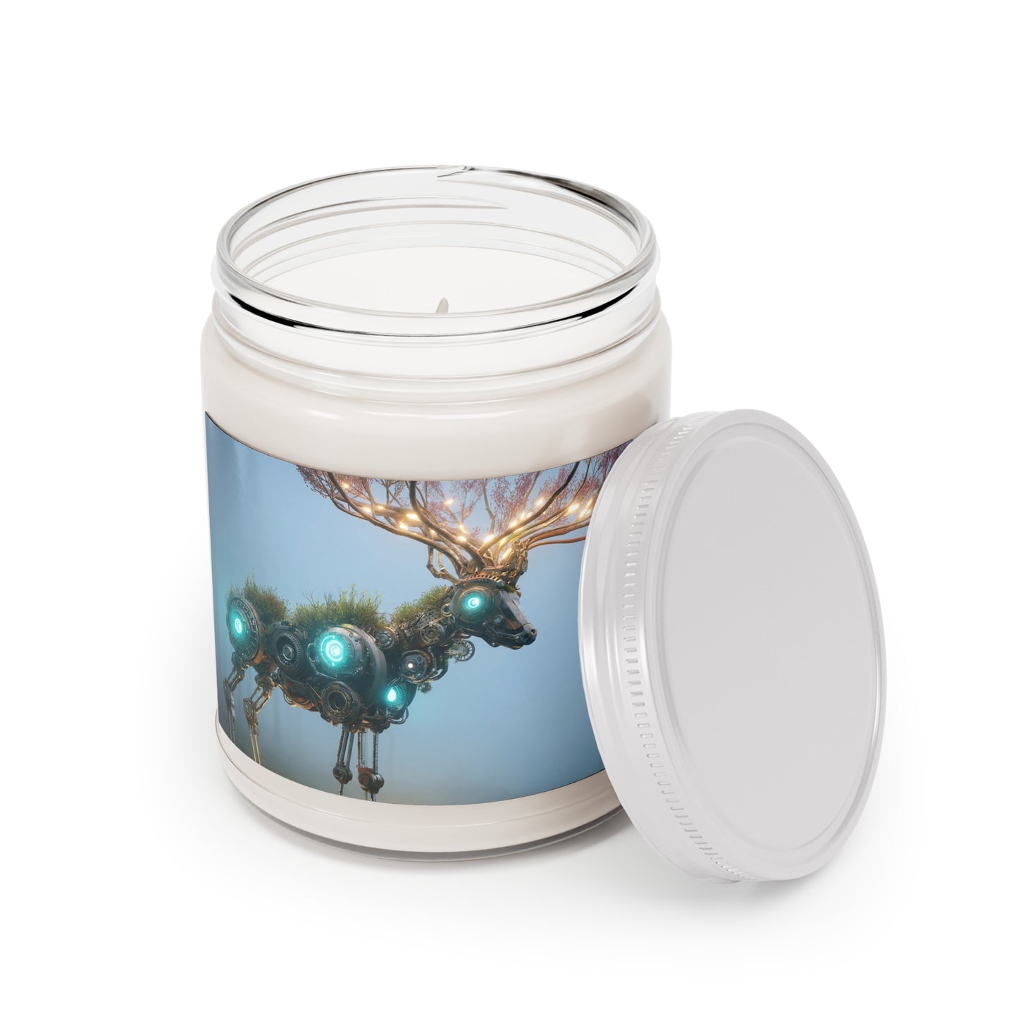 Bio-Luminescent Cyberdeer Scented Soy Candles with White Lid, 9oz – Whispers of Wired Wilderness