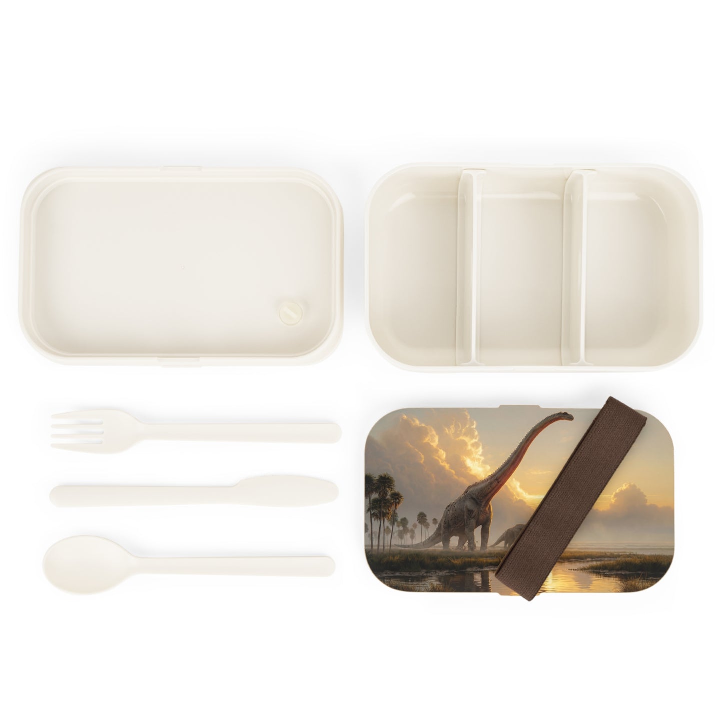 Dinosaur Sunset Bento Lunch Box – Prehistoric Serenity at Dusk
