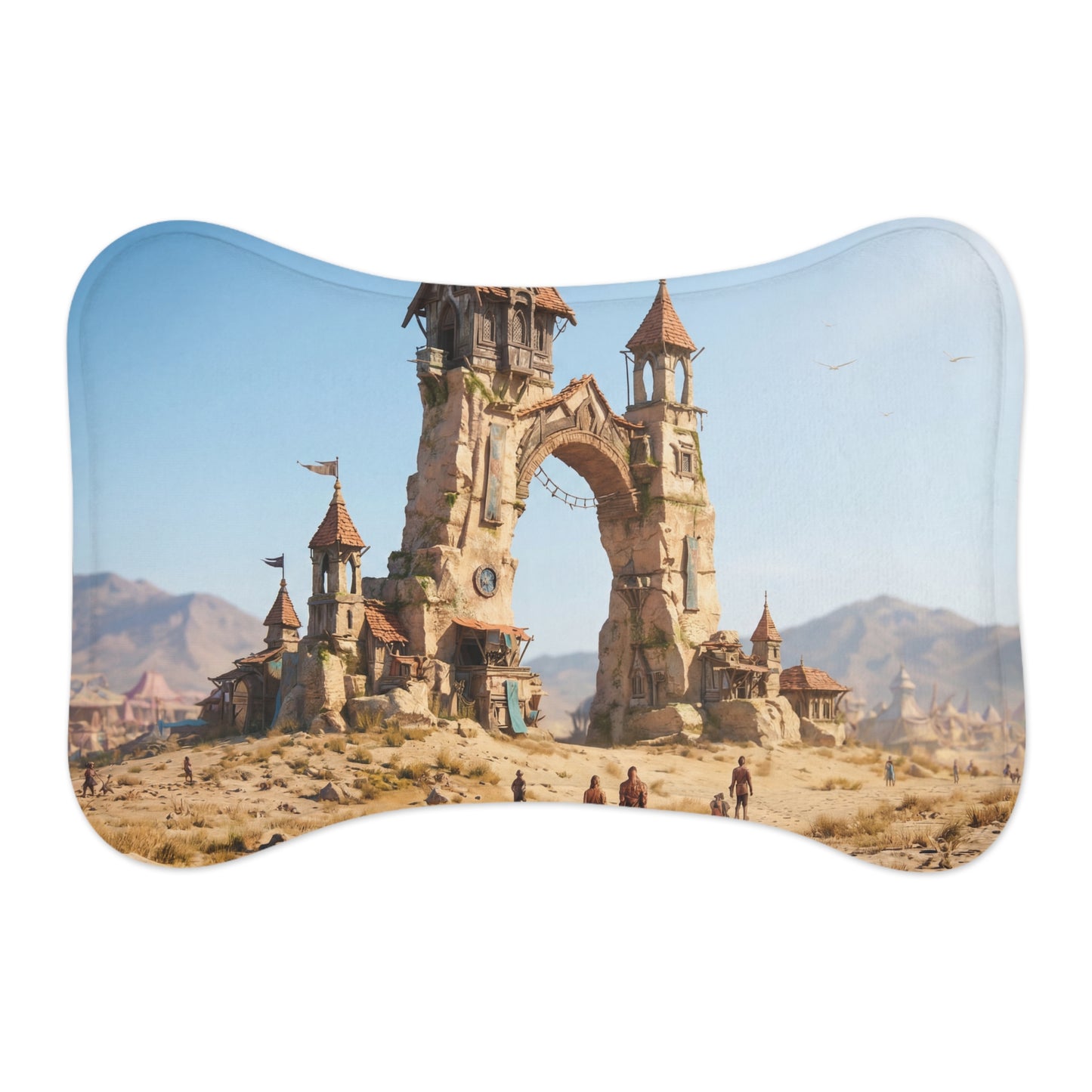 Ruined Archway Pet Feeding Mats – Desert Fortress Gateway Scene