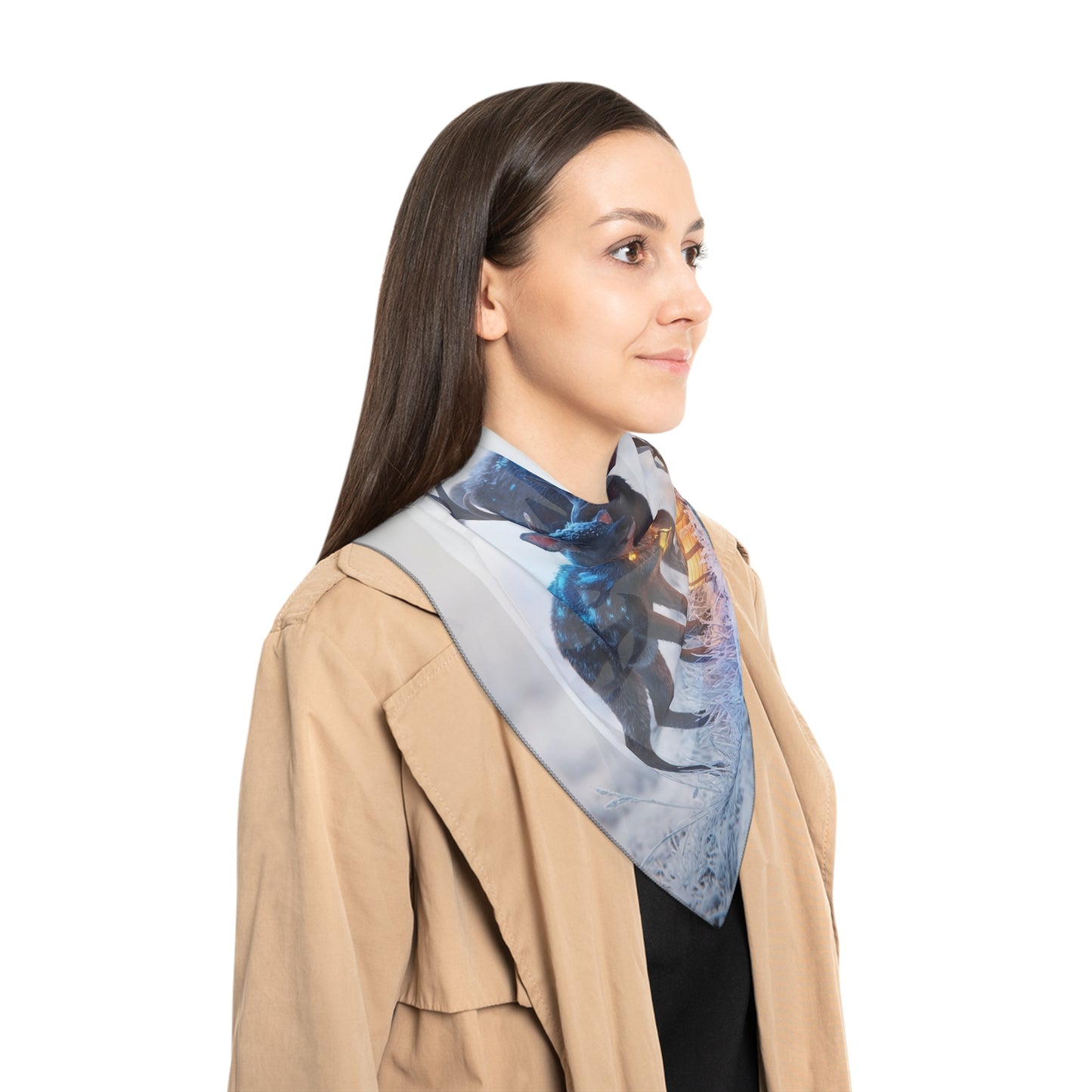 Frostbound Stag Family Poly Scarf – Whispering Winter Giftscape
