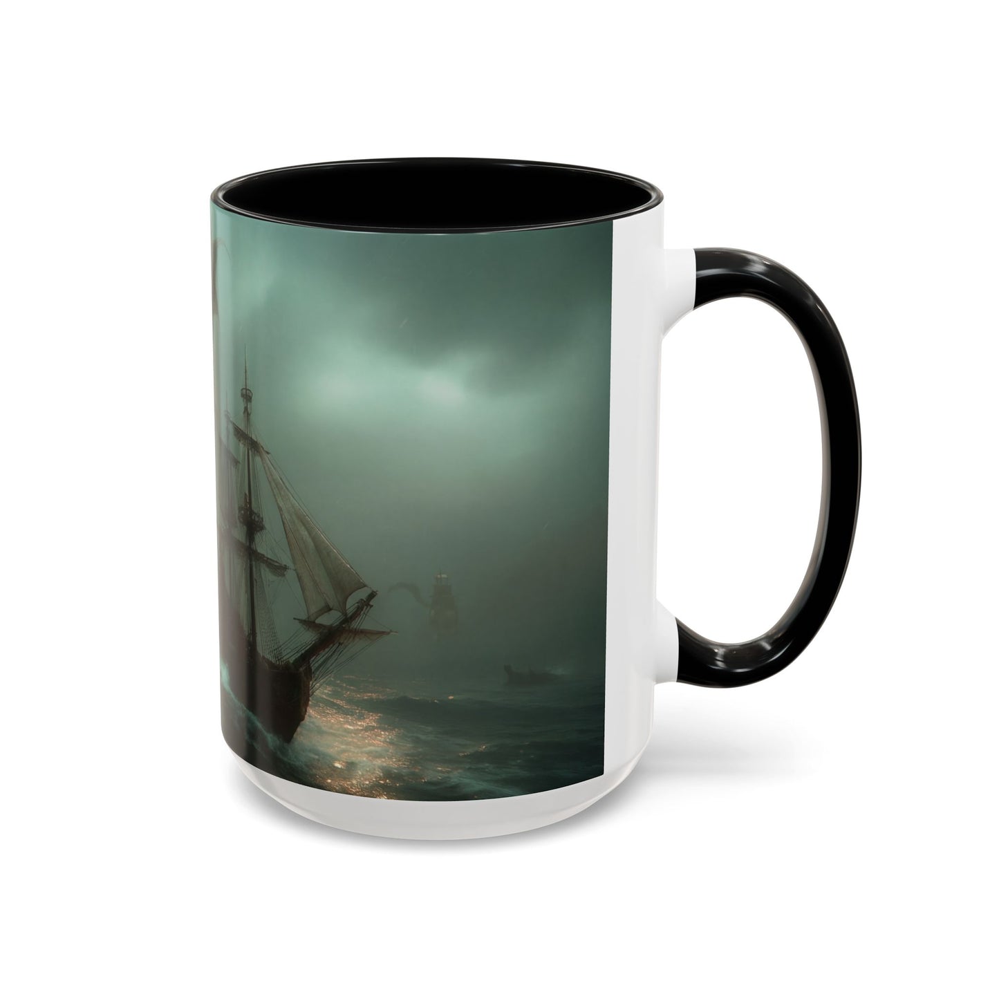 Leviathan Sentinel Accent Coffee Mug (11, 15oz) – Crimson Wyvern Guardian Seascape