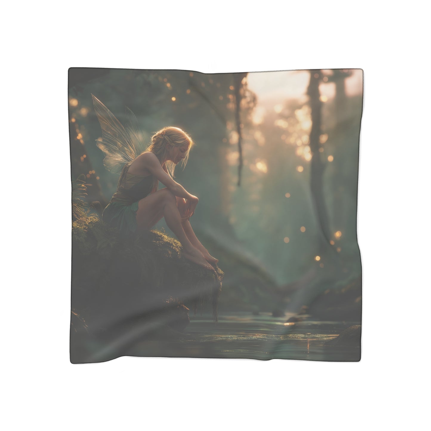Whispering Woods Fairy Poly Scarf – Golden Hour Guardian