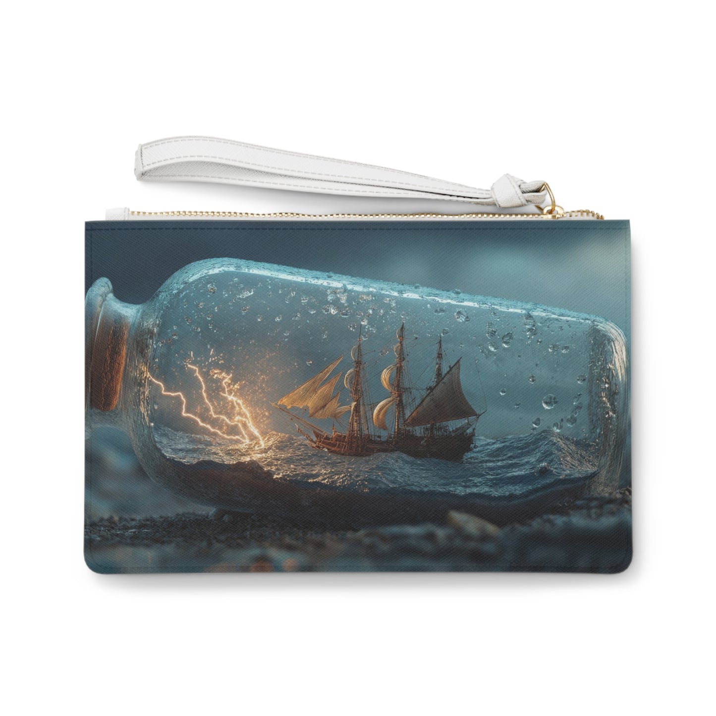 Storm-Sailed Ship in Bottle Clutch Bag – Pocket-Sized Ocean Odyssey