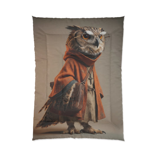 Owl Sage Comforter – Woven Wisdom in Warm Earth Tones