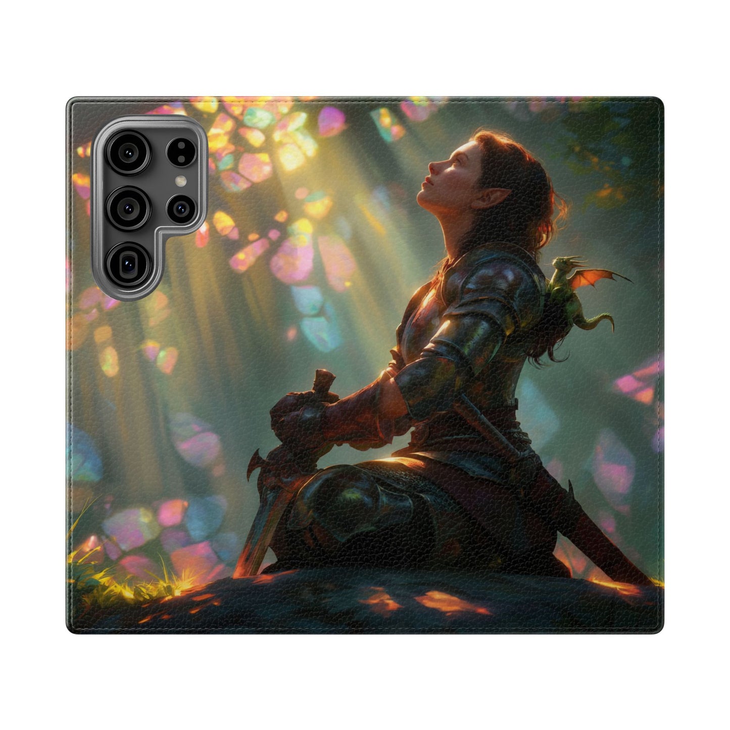 Crystal Grove Sentinel Flip Cases – Iridescent Forest Dawn Guardian