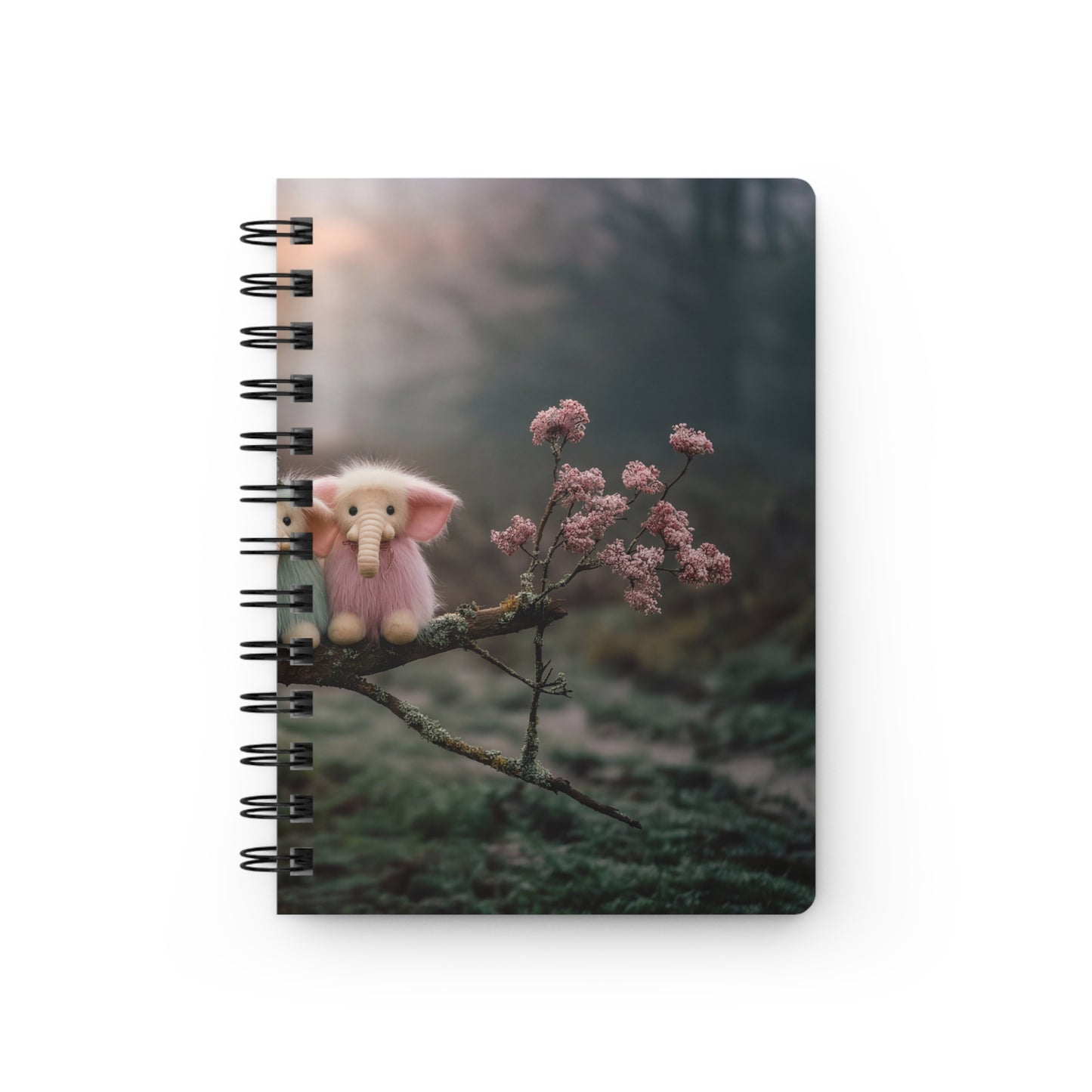 Three Furry Elephant Friends Spiral Bound Journal – Twilight Woods Companion