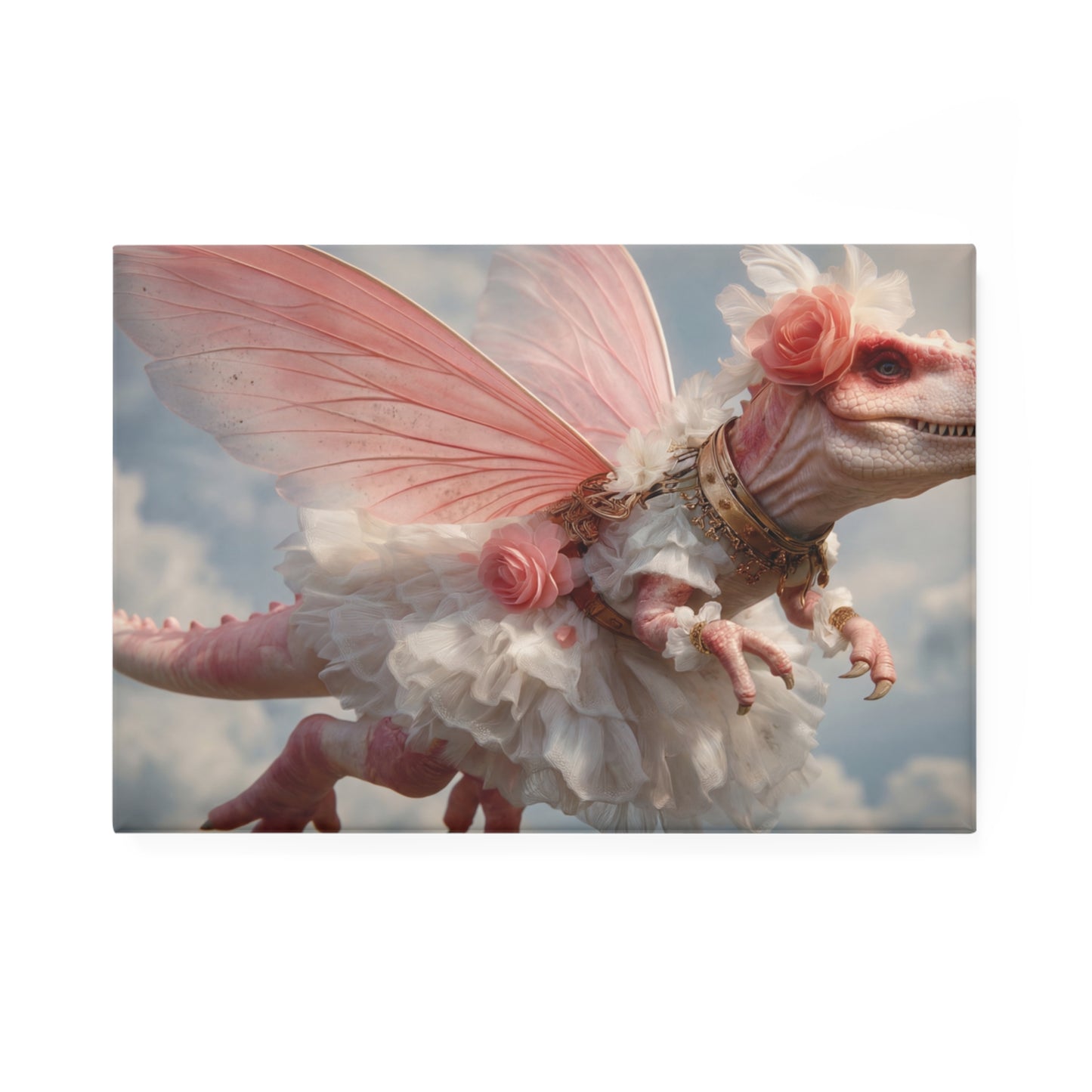 Pink Winged Dinosaur Fairy Button Magnet, Rectangle (1 & 10 pcs) – Skyborne Blossom Guardian