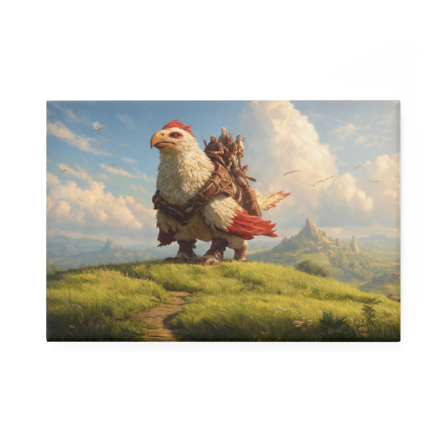 Skyborne Sentinels Button Magnet, Rectangle (1 & 10 pcs) – Sunlit Eagle Ride Over Rolling Hills