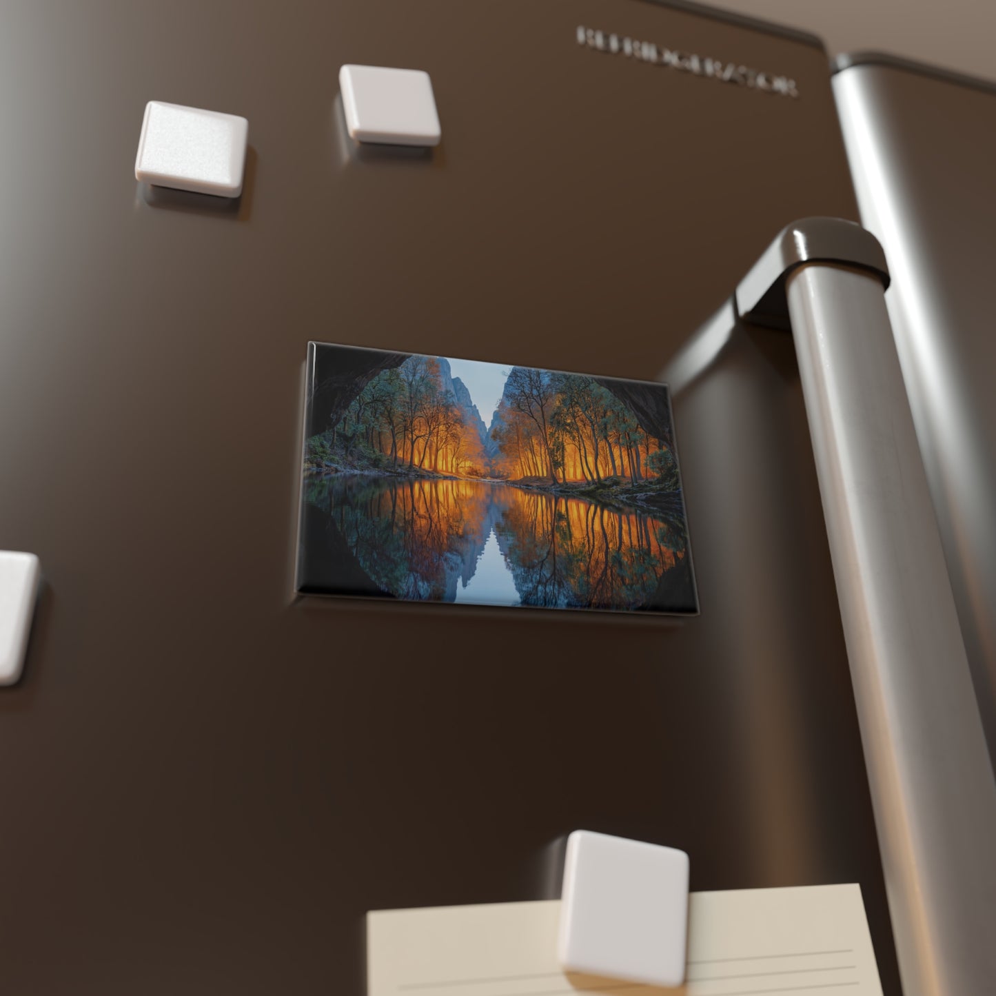 Cave Portal Sunset Magnet – Mirror Lake Reflections Through Stone Arch