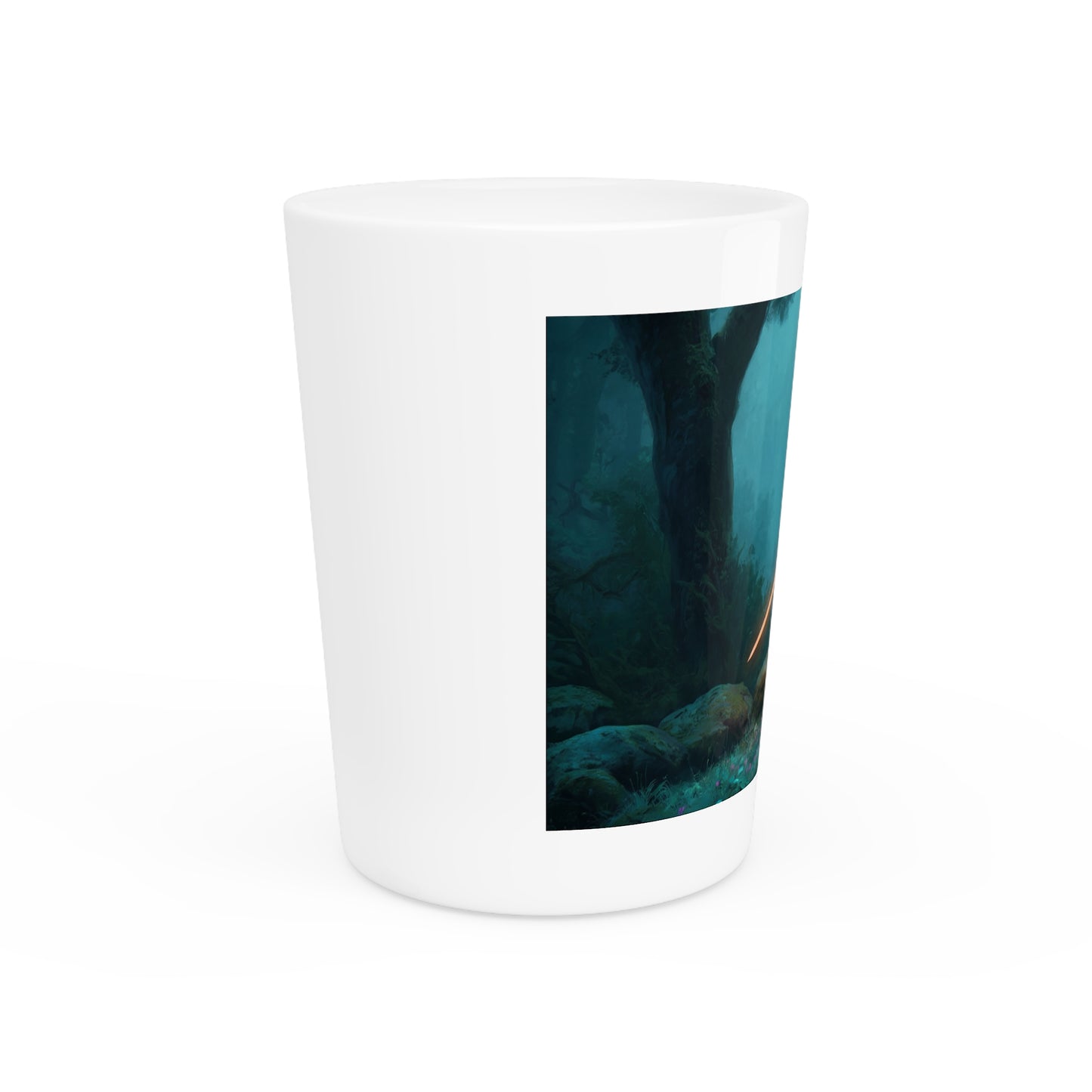 Moonlit Elf Sentinel Shot Glass – Glowing Blade Guardian