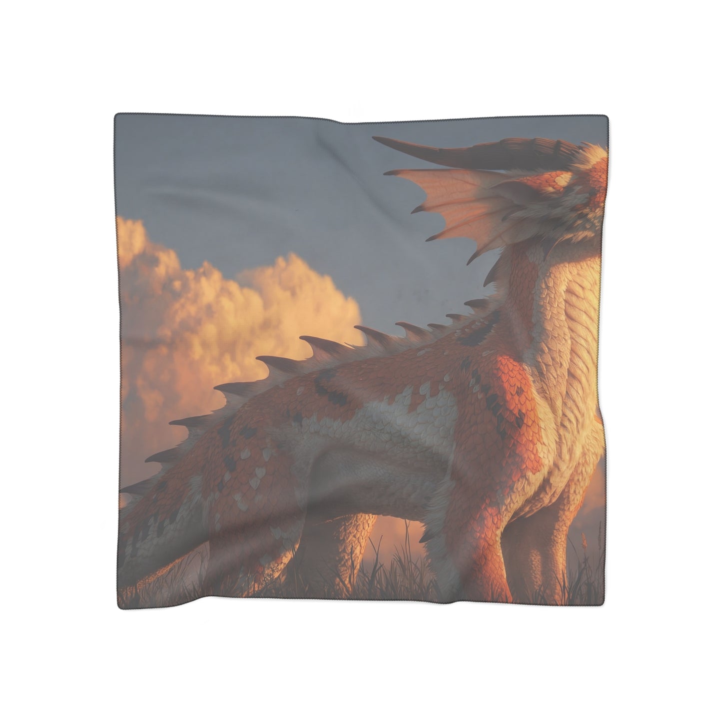 Sunset Sentinel Dragon Poly Scarf – Warm Ember Horizon
