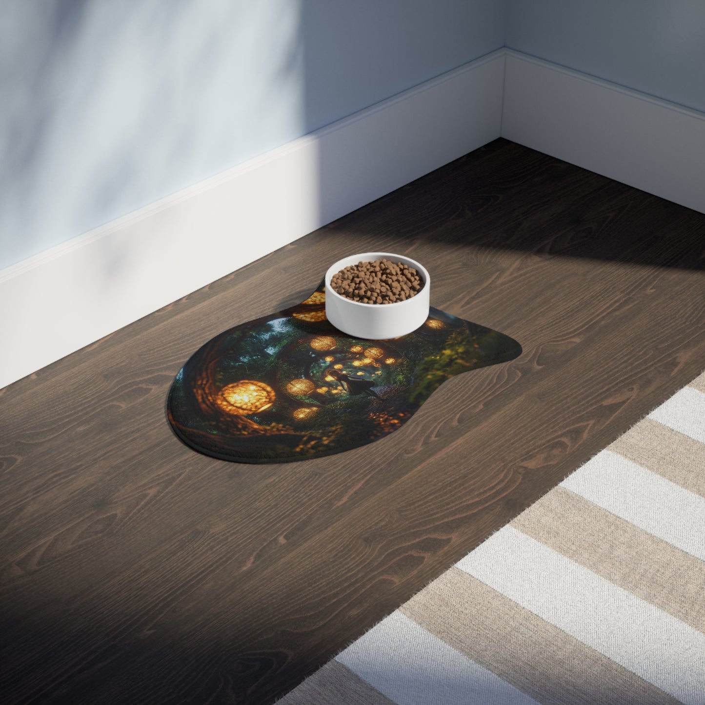 Luminous Forest Path Pet Feeding Mats – Warm Lantern Walkway